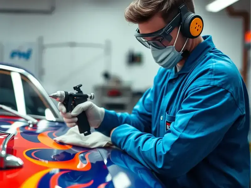 Classic car restoration painting