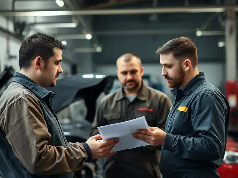 Collision repair specialists at work